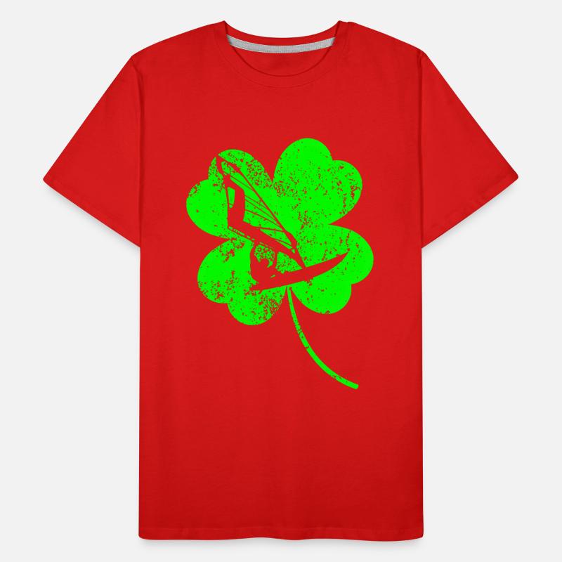 Planche à voile trèfle de la Saint-Patrick T-shirt bio Premium Homme