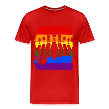 Bowling LGBT Pride - T-shirt bio Premium Homme - rouge - Devant - Damien (186cm)