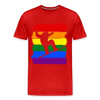 Snowboard LGBT Pride - T-shirt bio Premium Homme - rouge - Devant - Damien (186cm)