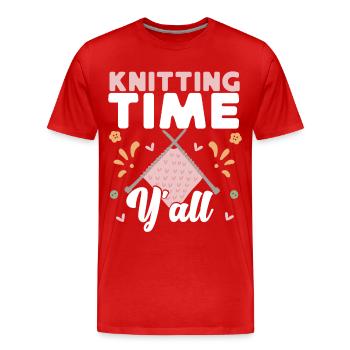 Tricoter Tricoter Tricoter Temps de tricot - T-shirt bio Premium Homme - rouge - Devant - Damien (186cm)