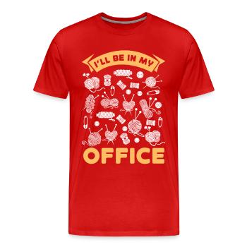 Tricoter Tricoter Je serai dans mon - T-shirt bio Premium Homme - rouge - Devant - Damien (186cm)