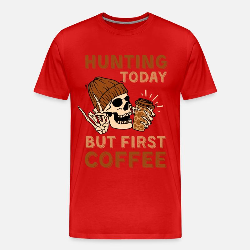 Kaffeejagd Skelett - Männer Premium Bio T-Shirt - Rot