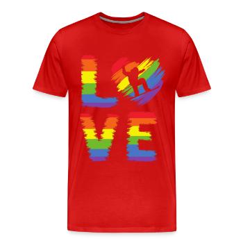 Snowboard LGBT Pride - T-shirt bio Premium Homme - rouge - Devant - Damien (186cm)