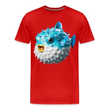 Inflated puffer fish - Men's Premium Organic T-Shirt - red - Front - Damien (186cm)