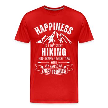 Randonnée et amoureux du Tibet Terrier - T-shirt bio Premium Homme - rouge - Devant - Damien (186cm)
