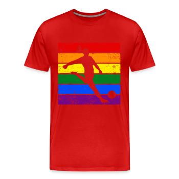 Frauenfußball LGBTQ - Männer Premium Bio T-Shirt - Rot - Vorne - Damien (186cm)