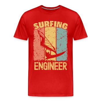 Windsurf Ingenieur retro - Männer Premium Bio T-Shirt - Rot - Vorne - Damien (186cm)