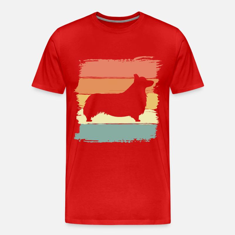 Corgi Retro - Männer Premium Bio T-Shirt - Rot