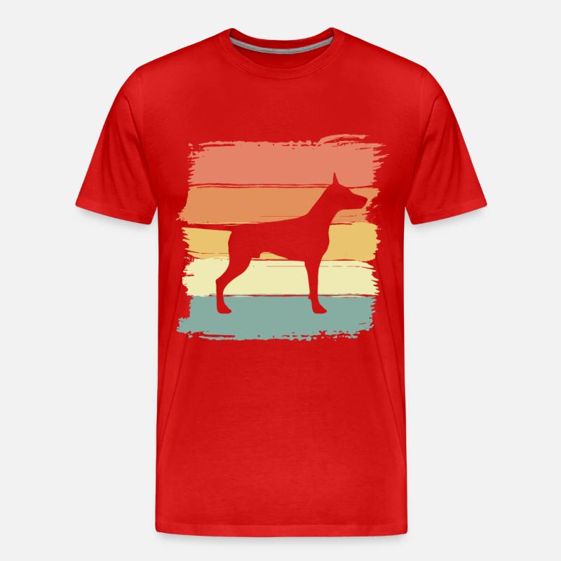 Dobermann retro - Männer Premium Bio T-Shirt - Rot