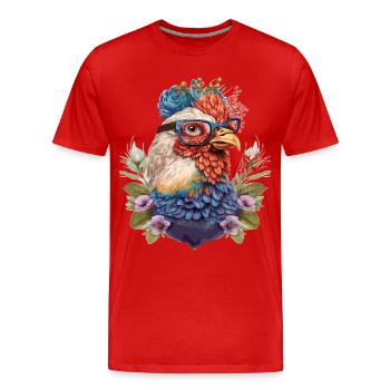 Funny hen - Men's Premium Organic T-Shirt - red - Front - Damien (186cm)