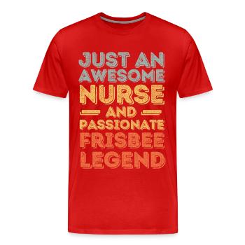 Nurse Frisbee legend retro - Men's Premium Organic T-Shirt - red - Front - Damien (186cm)