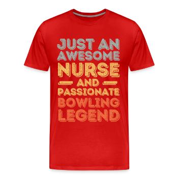 Krankenschwester Bowling-Legende retro - Männer Premium Bio T-Shirt - Rot - Vorne - Damien (186cm)