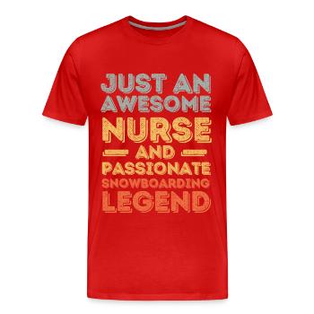 Infirmière Légende du snowboard rétro - T-shirt bio Premium Homme - rouge - Devant - Damien (186cm)
