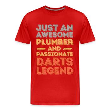 Plombier Darts légende rétro - T-shirt bio Premium Homme - rouge - Devant - Damien (186cm)