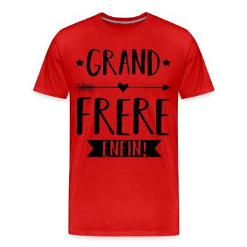 Grand frère enfin annonce naissance bébé cadeau - T-shirt bio Premium Homme - rouge - Devant - Damien (186cm)