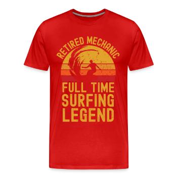 Pensionierte Mechaniker-Surf-Legende - Männer Premium Bio T-Shirt - Rot - Vorne - Damien (186cm)