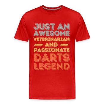 Vétérinaire Darts légende rétro - T-shirt bio Premium Homme - rouge - Devant - Damien (186cm)