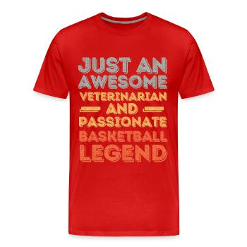 Veterinarian Basketball legend retro - Men's Premium Organic T-Shirt - red - Front - Damien (186cm)