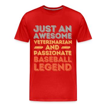 Vétérinaire Légende du baseball rétro - T-shirt bio Premium Homme - rouge - Devant - Damien (186cm)