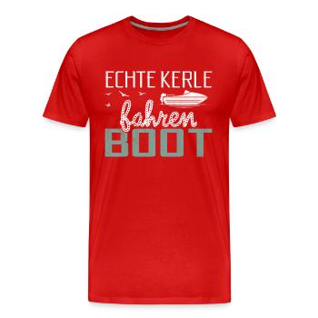 Real guys driving boat boat owner captain - Men's Premium Organic T-Shirt - red - Front - Damien (186cm)
