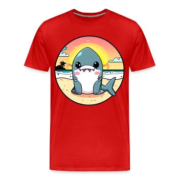Requin détendu sur la plage - T-shirt bio Premium Homme - rouge - Devant - Damien (186cm)
