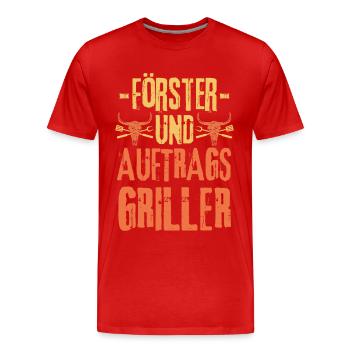 Förster und Grillen - Männer Premium Bio T-Shirt - Rot - Vorne - Damien (186cm)