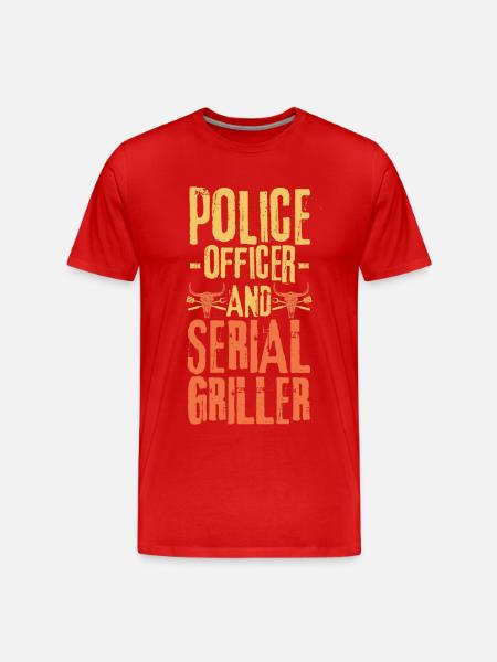 Policier et Serial Griller - T-shirt bio Premium Homme - rouge