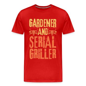 Jardinier et gril en série - T-shirt bio Premium Homme - rouge - Devant - Damien (186cm)