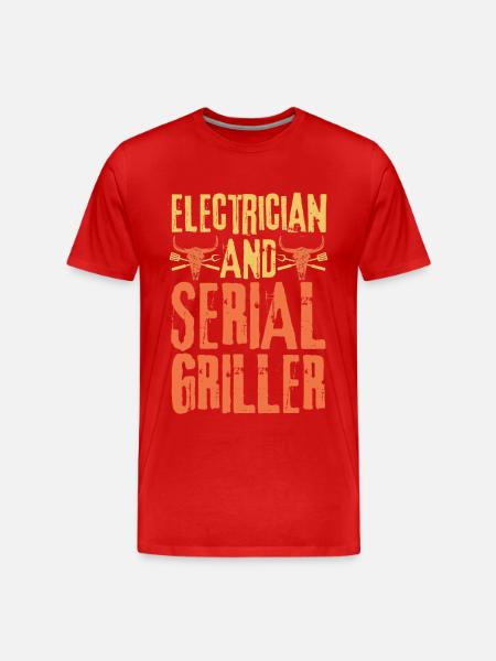 Electrician and Serial Griller - Men's Premium Organic T-Shirt - red
