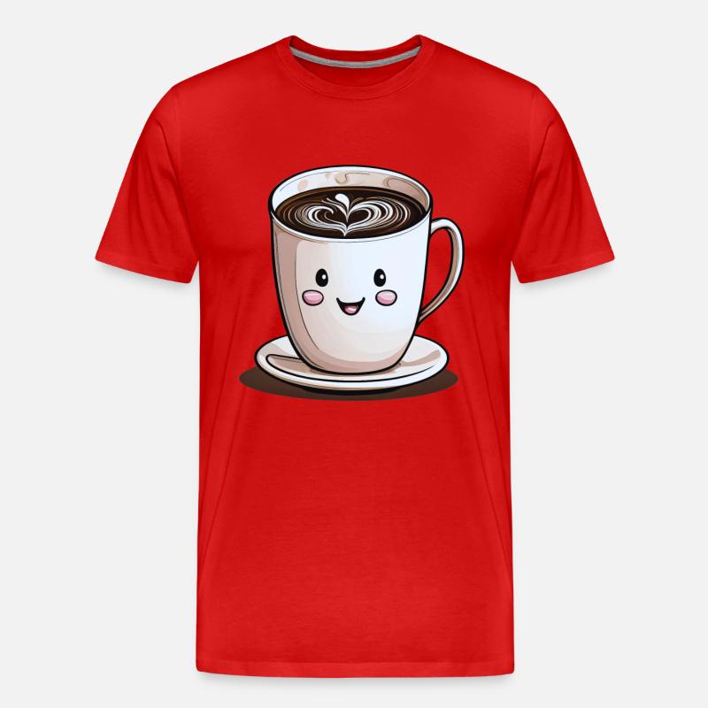 Lächelnde Tasse Kaffee - Männer Premium Bio T-Shirt - Rot