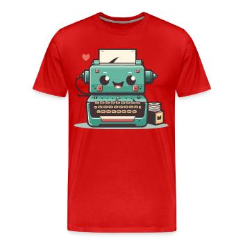 Machine à écrire Rétro - T-shirt bio Premium Homme - rouge - Devant - Damien (186cm)