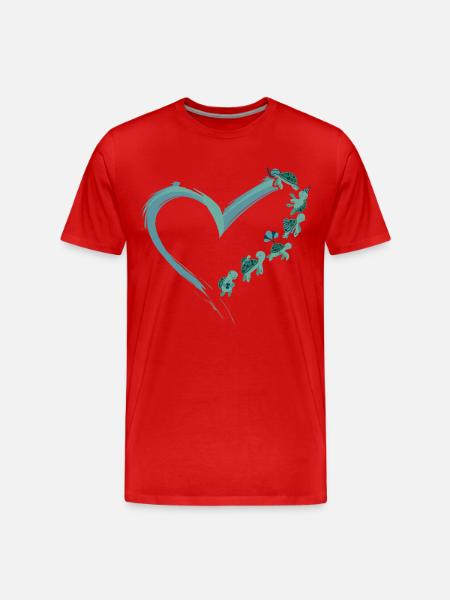 Sea Turtle Tortoise Heart - Men's Premium Organic T-Shirt - red