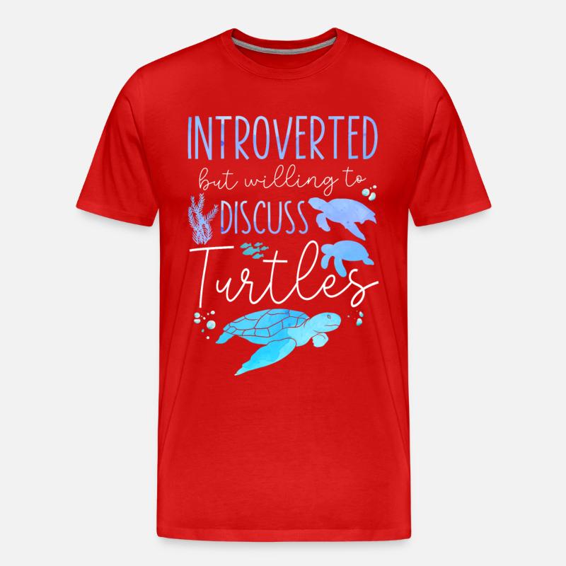 Sea Turtle Tortoise Introverted - Männer Premium Bio T-Shirt - Rot