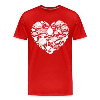 Sea Turtle Tortoise Heart - Männer Premium Bio T-Shirt - Rot - Vorne - Damien (186cm)