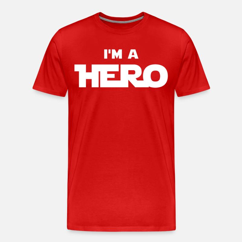 Ich bin ein Held (weiß) - Männer Premium Bio T-Shirt - Rot