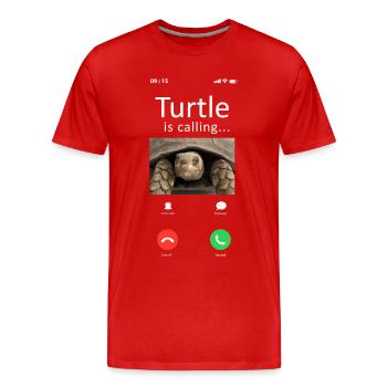 Affichage du téléphone tortue de mer - T-shirt bio Premium Homme - rouge - Devant - Damien (186cm)
