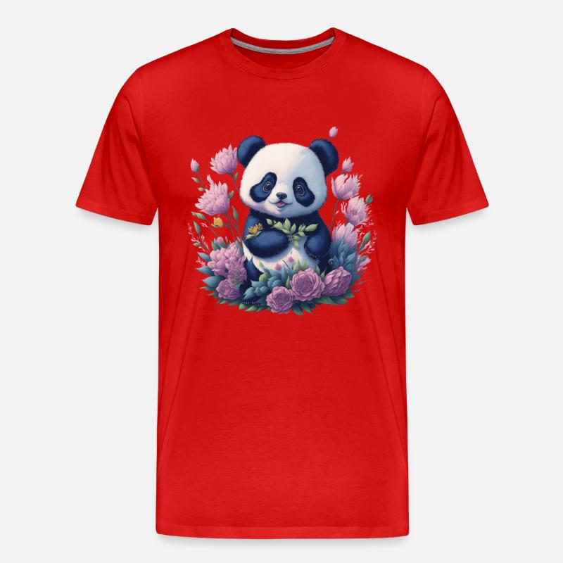 Panda - Männer Premium Bio T-Shirt - Rot