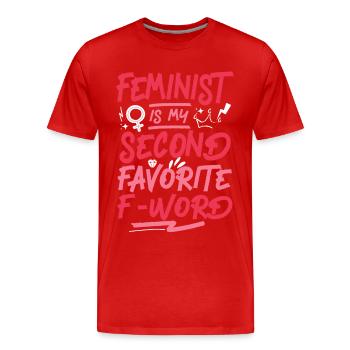 Feminist Feminist Is My Second - Männer Premium Bio T-Shirt - Rot - Vorne - Damien (186cm)
