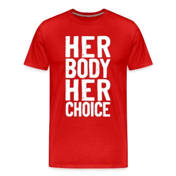 Féministe son corps son choix - T-shirt bio Premium Homme - rouge - Devant - Damien (186cm)