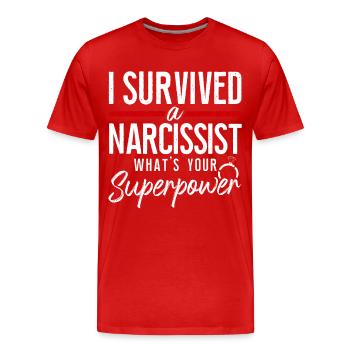 Happy Divorce Party I Survived A - Männer Premium Bio T-Shirt - Rot - Vorne - Damien (186cm)