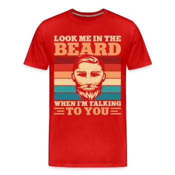 Amant barbe Homme barbu Regarde-moi - T-shirt bio Premium Homme - rouge - Devant - Damien (186cm)
