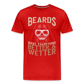 Beard Lover Bearded Man Beards - Men's Premium Organic T-Shirt - red - Front - Damien (186cm)