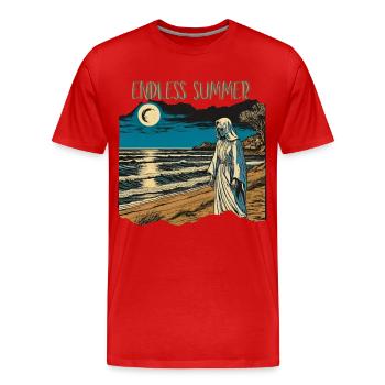 Endloser Sommer - Männer Premium Bio T-Shirt - Rot - Vorne - Damien (186cm)