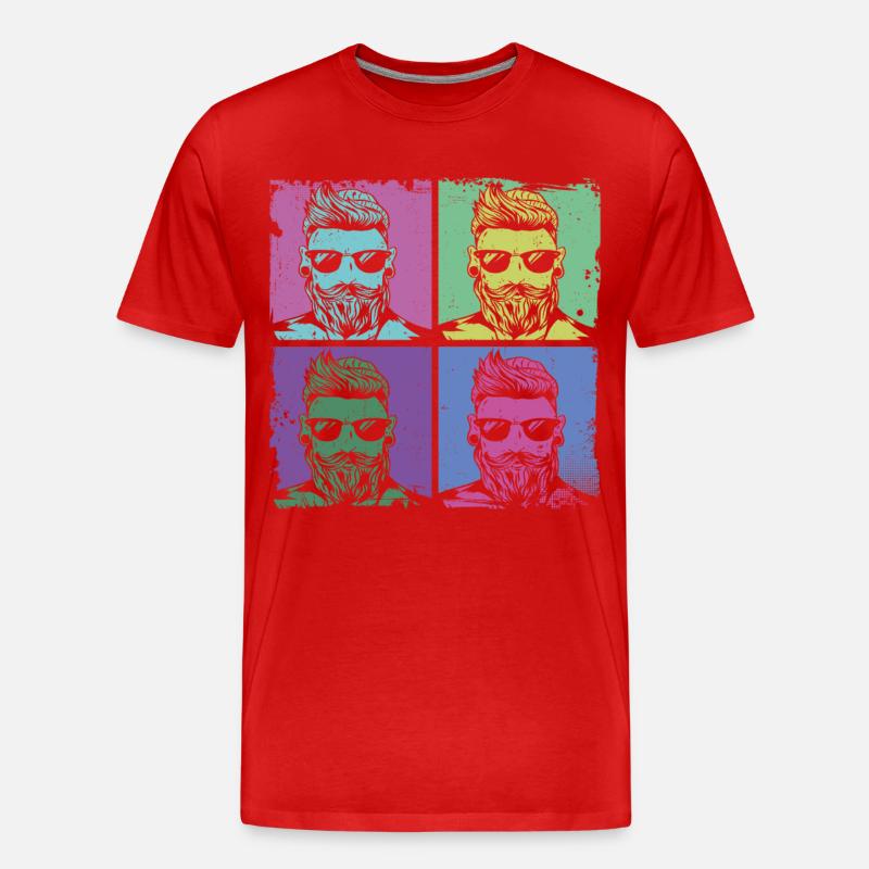Beard Lover Bearded Man Retro - Männer Premium Bio T-Shirt - Rot
