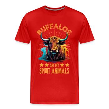 Buffle Buffle d’eau coloré - T-shirt bio Premium Homme - rouge - Devant - Damien (186cm)