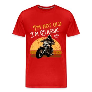 Moto Vintage « I’m Not Old I’m Classic » - T-shirt bio Premium Homme - rouge - Devant - Damien (186cm)