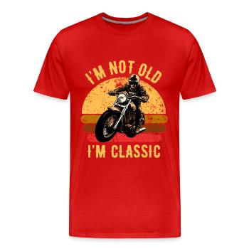 Moto Vintage « I’m Not Old I’m Classic » - T-shirt bio Premium Homme - rouge - Devant - Damien (186cm)