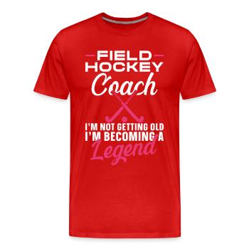 Entraîneur de hockey sur gazon Hockey sur gazon - T-shirt bio Premium Homme - rouge - Devant - Damien (186cm)