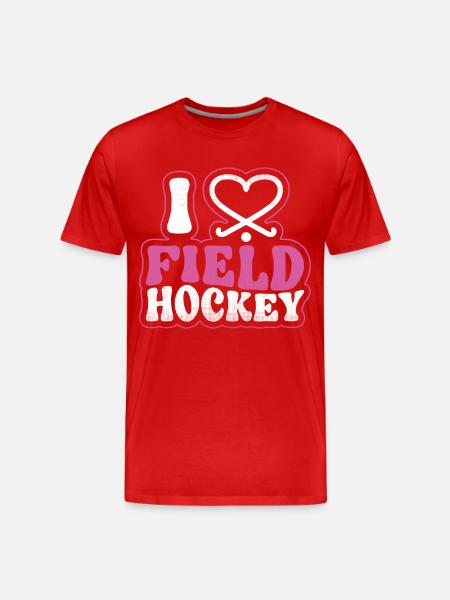 Field Hockey Heart I Love Field - Men's Premium Organic T-Shirt - red