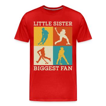Field Hockey Little Sister Biggest - Men's Premium Organic T-Shirt - red - Front - Damien (186cm)